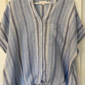 Charter Club Light Blue Striped Button Down Shirt